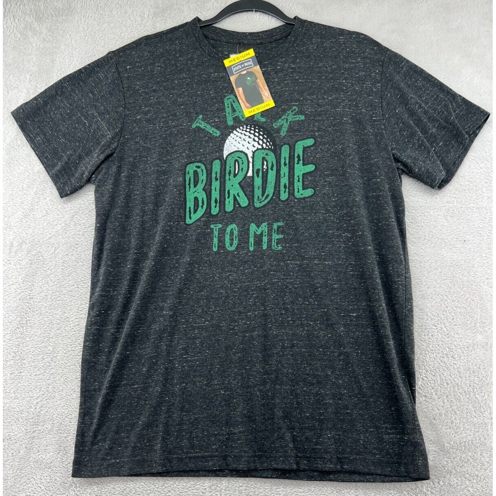 State of Mine Graphic T-Shirt Men's Medium Charcoal Grey Talk Birdie To Me Golf